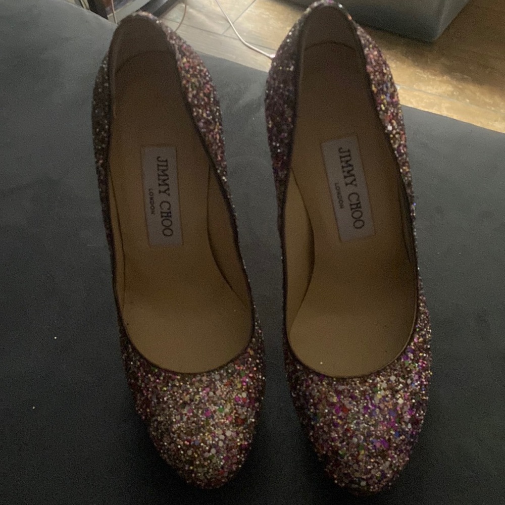 Jimmy Choo platform sequin heels. Size 36 (5.5). Great condition. Beautiful shoe